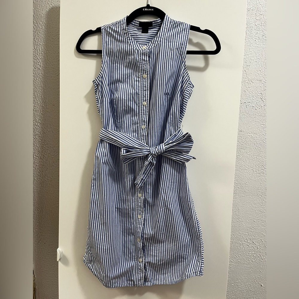 JCrew striped sleeveless shirt dress in cotton poplin